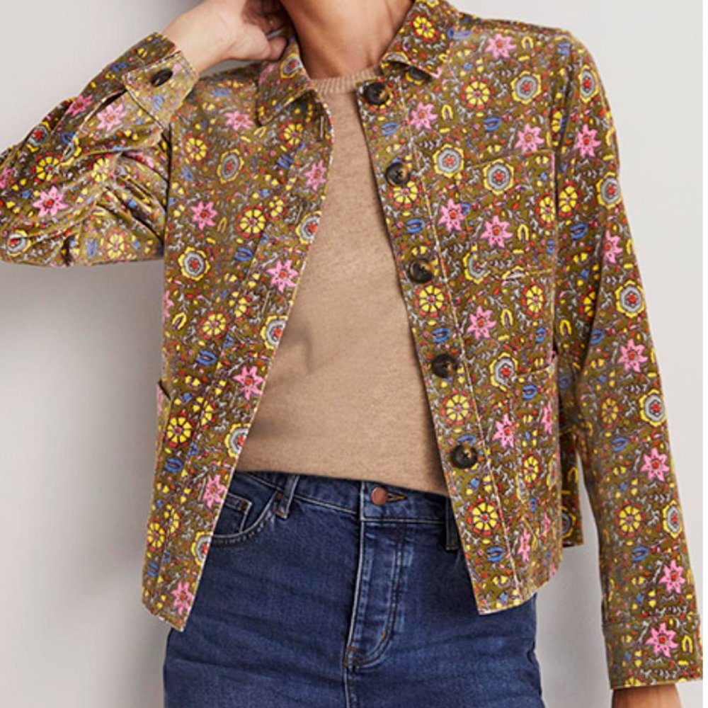 Brand New Boden Velvet Floral Jacket size 10